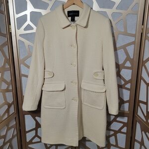 NWOT MODA INTERNATIONAL Cream Wool Blend Textured Coat 12 Tall